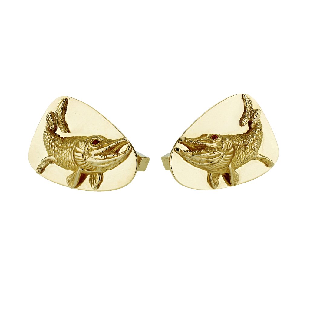 Auth Tiffany  Co 14k Yellow Gold Fish Cufflinks